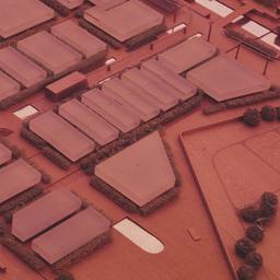 Model, aerial view, detail.