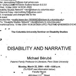 Announcements, 2004-03-22. ...