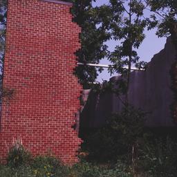 Exterior view, detail of ga...