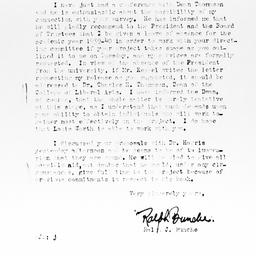 Letter from Ralph J. Bunche...