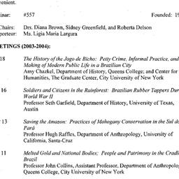 Schedules, Brazil, seminar ...