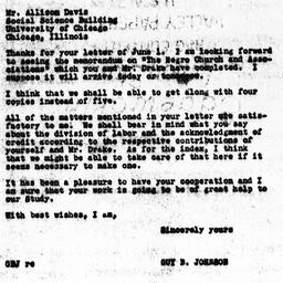 Letter from Guy B. Johnson ...