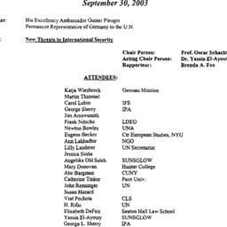 Minutes, 2003-09-30. The Pr...