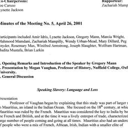 Minutes, 2001-04-26. Studie...
