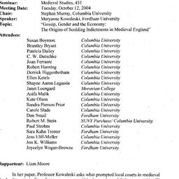 Minutes, 2004-10-12. Mediev...
