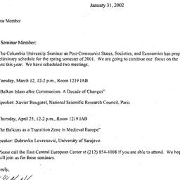 Correspondence, 2002-01-31....