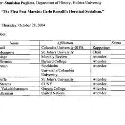 Minutes, 2004-10-28. Politi...