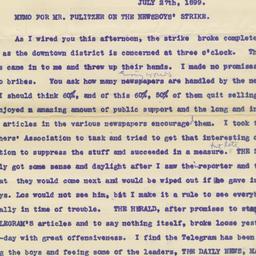 Memo For Mr. Pulitzer On Th...