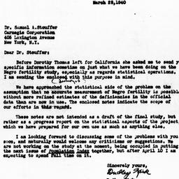 Letter from Dudley Kirk to ...