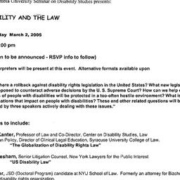 Announcements, 2005-03-02. ...
