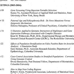 Schedules, Genetic Epidemio...