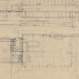 Second floor plan, south el...