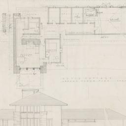 First floor plan, rear elev...