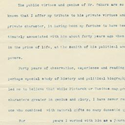 Typed Memorial To Carl Schurz