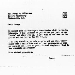 Letter from Gunnar Myrdal t...