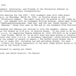 Announcements, 2001-03-22. ...