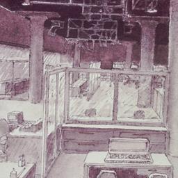 Perspective drawing, showroom.
