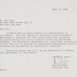 Letter from Associate Dean ...
