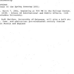 Announcements, 2001-03-07. ...