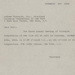 Board Meeting, 11/16/1916