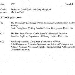 Schedules, Political Econom...