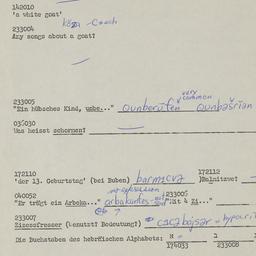 Western questionnaire, answ...
