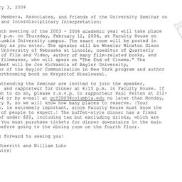 Announcements, 2004-02-12. ...