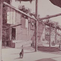 Perspective drawing, plaza.