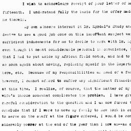 Letter from Ralph J. Bunche...