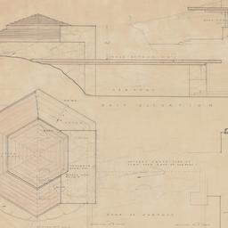 Pump house elevation, section