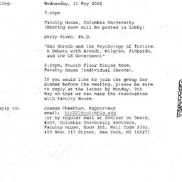 Announcements, 2005-05-11. ...