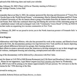 Announcements, 2005-02-20. ...
