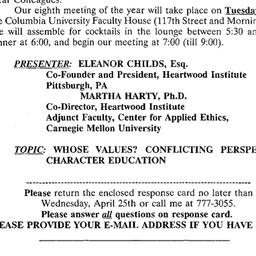 Announcements, 2001-05-01. ...