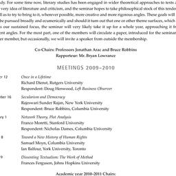 Schedules, Literary Theory,...