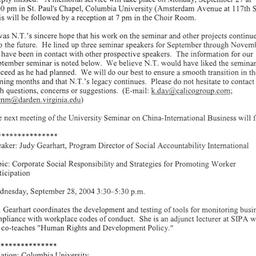 Announcements, 2004-09-09. ...