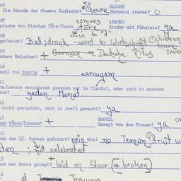 Western questionnaire, answ...