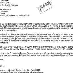 Announcements, 2004-11-10. ...