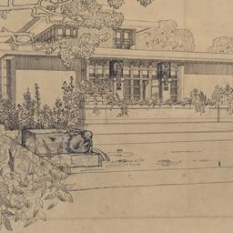 Exterior view with pond