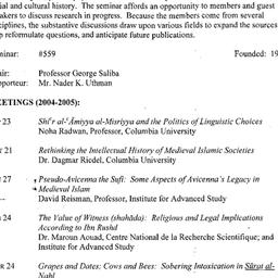Schedules, Arabic Studies, ...