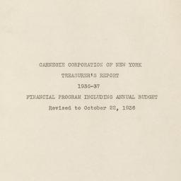 Treasurer's Report, 193...