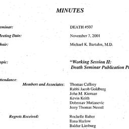 Minutes, 2001-11-07. Death,...