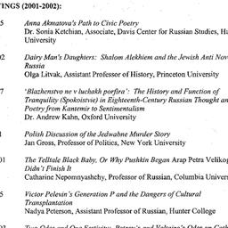 Schedules, Slavic History a...