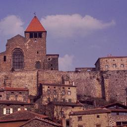 Church with red-roofed towe...