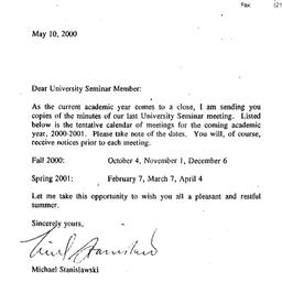 Announcements, 2001-05-10. ...