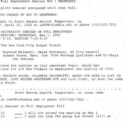 Announcements, 2002-05-01. ...
