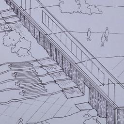 Line drawing, edge of terra...