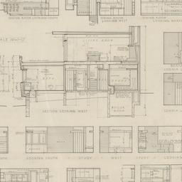 Sections, interior elevations