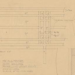Iron railing elevation, sec...