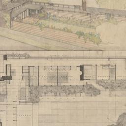 Aerial view, first floor plan