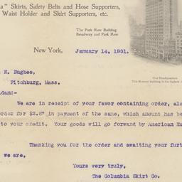 Columbia Skirt Co. letter